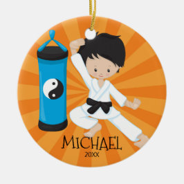 Niedlicher Karate-Jungen-personalisierte Keramik Ornament