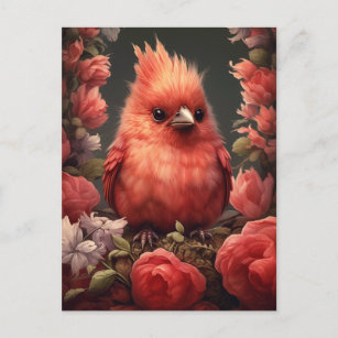 Niedlicher Kardinal Bird - Whimsical Painting Postkarte