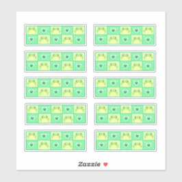 Niedlicher karierter Frosch mit Herz und Glitzern Aufkleber