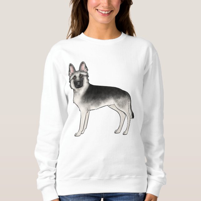 Niedlicher Karikaturenhund aus schwarz und silber Sweatshirt (Vorderseite)