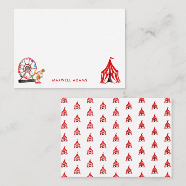 Niedlicher Karneval Zirkus Clowns anzeigen Kinders Mitteilungskarte (Vorne/Hinten)