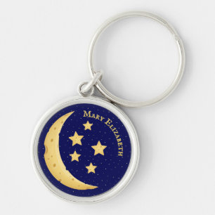 Niedlicher Käse Moon & Stars Personalisiert Celest Schlüsselanhänger
