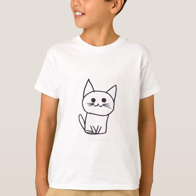 Niedlicher Kater-Cartoon-T - Shirt (Vorderseite)