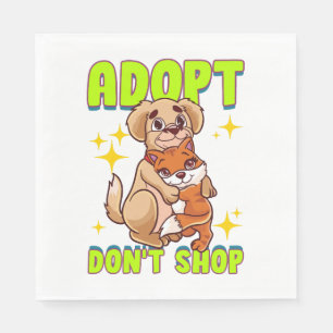 Niedlicher Katzen-Hund Adoptiere Don't Shop Serviette