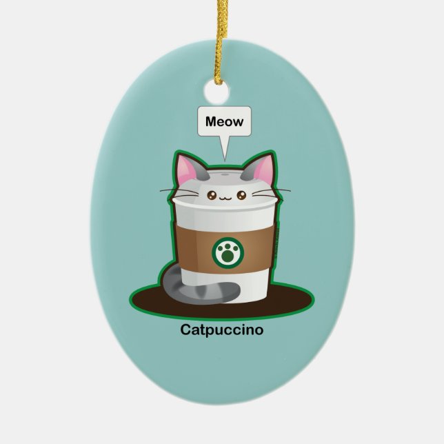 Niedlicher Katzen-Kaffee Keramikornament (Vorne)