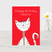 Niedlicher Katzen-Name Roter Glückwunsch Geburtsta