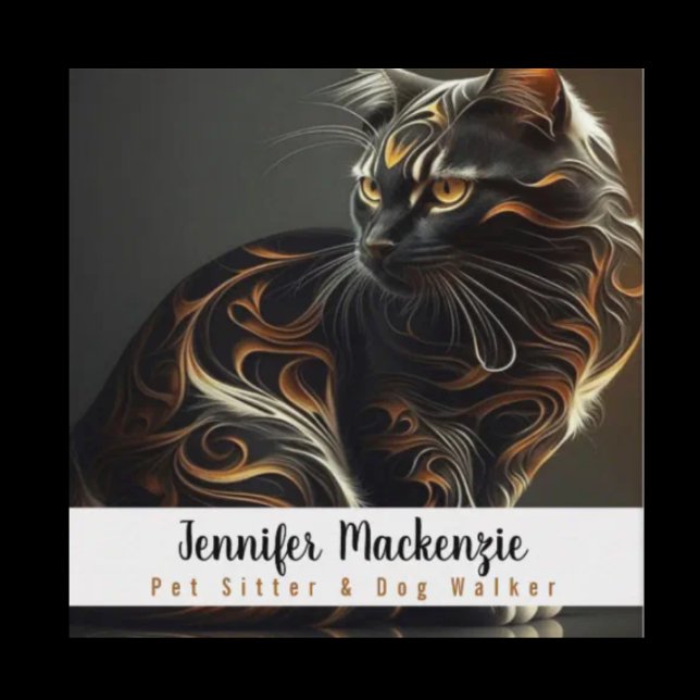 Niedlicher Katzen-Sitzer und Dog-Walker Quadratische Visitenkarte (Von Creator hochgeladen)