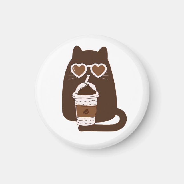 Niedlicher Katzen-Telefonständer mit Eiscafé-Geträ Magnet (Vorne)