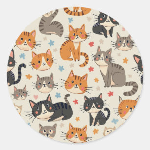 niedlicher Katzenaufkleber Runder Aufkleber