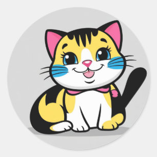 Niedlicher Katzenaufkleber Runder Aufkleber