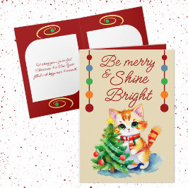 Niedlicher Katzenbaum und Weihnachtsbaum sind fröh Feiertagskarte