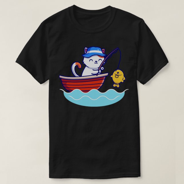 Niedlicher Katzenfang im Meer T-Shirt (Design vorne)