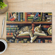 Niedlicher Katzenholz im Buch Nook Tier