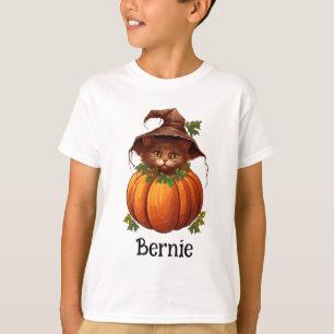Niedlicher Katzenkatze Kürbislaterne Halloween Nam T-Shirt