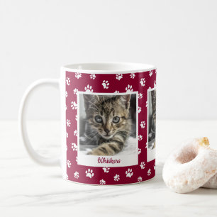 Niedlicher Katzenname und Foto Rot- und Weißaufdru Kaffeetasse