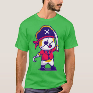 Niedlicher Katzenpflug mit Schwert-Cartoon T-Shirt