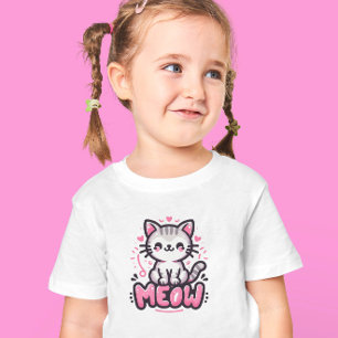 Niedlicher Katzenschwarz-rosa Kid-T - Shirt