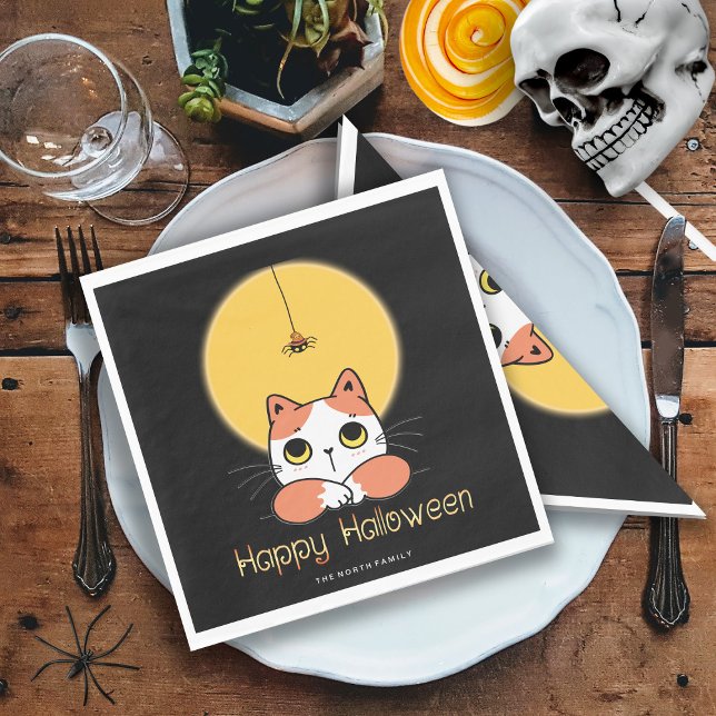Niedlicher Katzenspinner Happy Halloween ID865 Serviette (Von Creator hochgeladen)