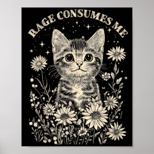 Niedlicher Katzenzorn verzehrt lustige sarkastisch Poster