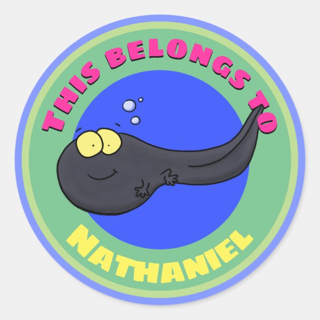 Niedlicher Kaulquappen-Cartoon Runder Aufkleber (Vorderseite)