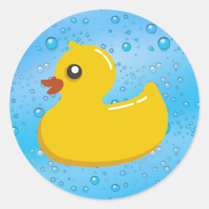 Niedlicher Kautschuk Ducky/Blue Blasen Runder Aufkleber