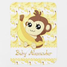 Niedlicher Kawaii Affe, der Banane hält