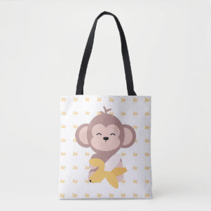 Niedlicher Kawaii Affe mit Bananen-Taschen-Tasche