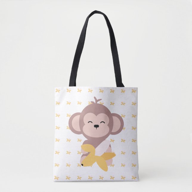 Niedlicher Kawaii Affe mit Bananen-Taschen-Tasche (Vorderseite)