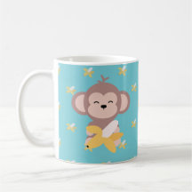 Niedlicher Kawaii Affe mit der Bananen-Tasse