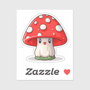 Niedlicher Kawaii-Aufkleber für Rote Cap Pilzstick Aufkleber