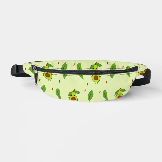 Niedlicher Kawaii-Avocado auf grüner Fläche Bauchtasche (Vorderseite)