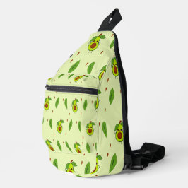 Niedlicher Kawaii-Avocado auf grüner Fläche Crossbody Bag