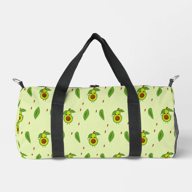 Niedlicher Kawaii-Avocado auf grüner Fläche Duffle Bag (Vorderseite)