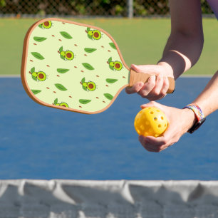 Niedlicher Kawaii-Avocado auf grüner Fläche Pickleball Schläger