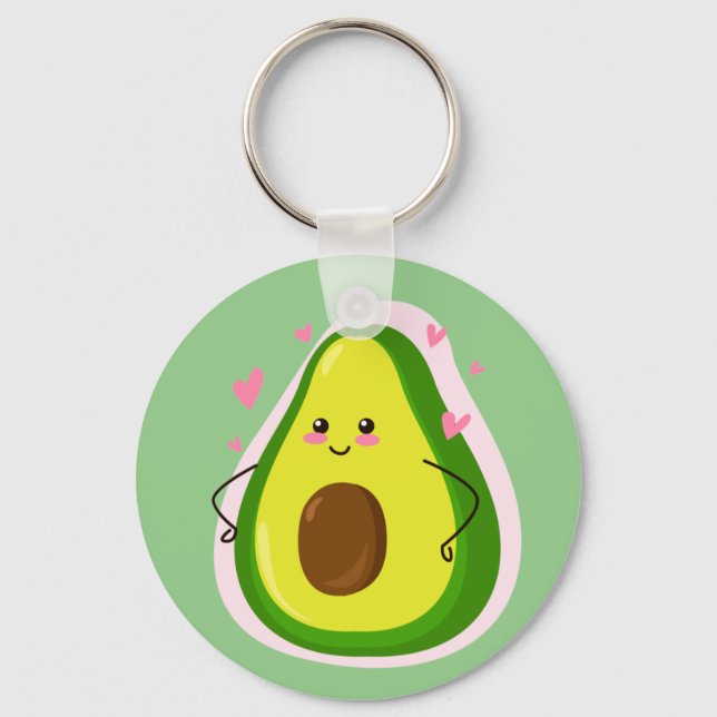 Niedlicher Kawaii Avocado Cartoon Zeichnend Schlüsselanhänger (Vorderseite)