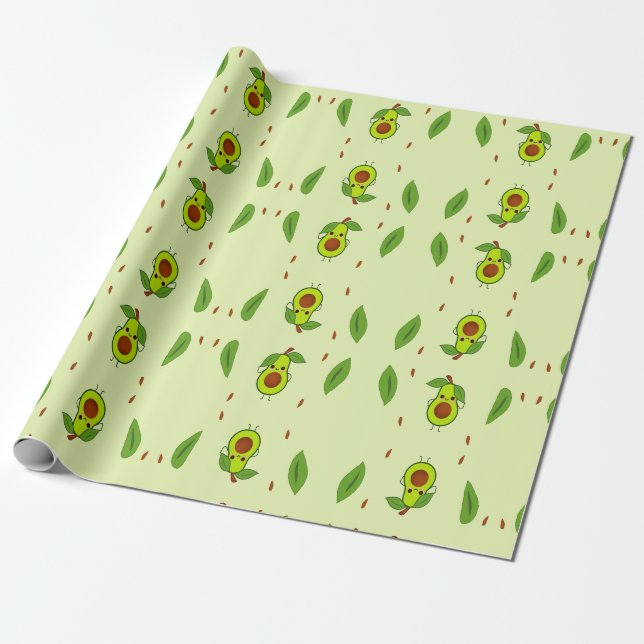 Niedlicher Kawaii-Avocado Geschenkpapier (Ungerollt)