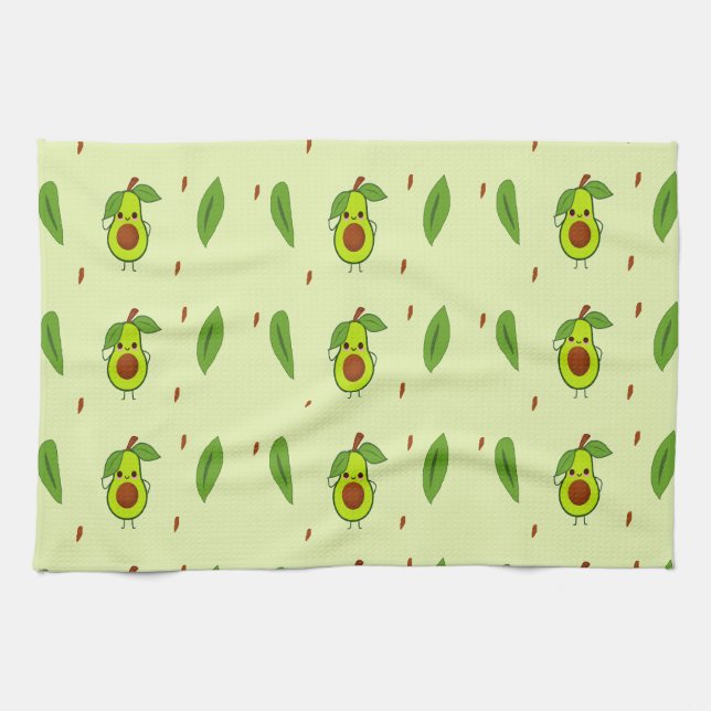 Niedlicher Kawaii-Avocado Geschirrtuch (Horizontal)