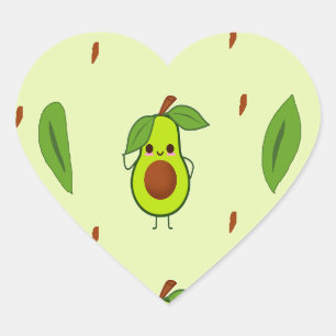 Niedlicher Kawaii-Avocado Herz-Aufkleber