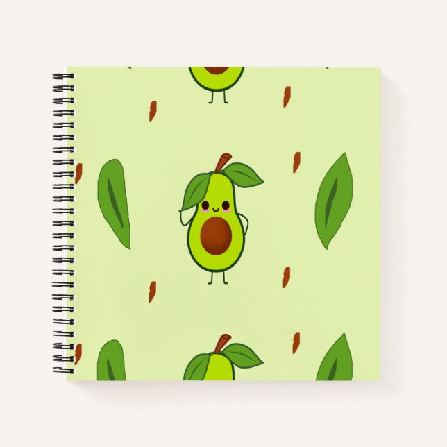 Niedlicher Kawaii-Avocado Notizbuch (Vorderseite)