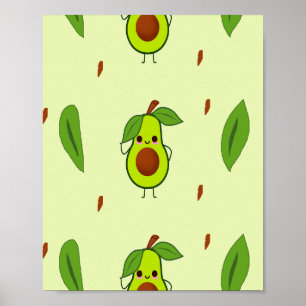 Niedlicher Kawaii-Avocado Poster
