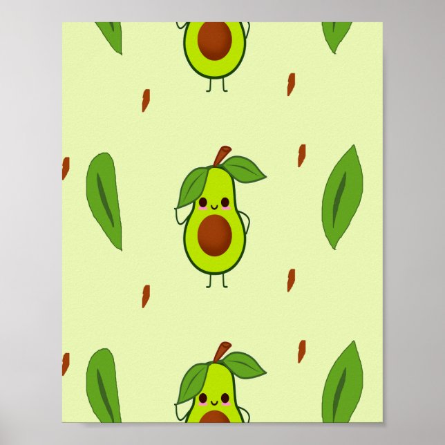 Niedlicher Kawaii-Avocado Poster (Vorne)