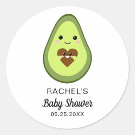 niedlicher Kawaii avocado trächtiger Babyduschfies Runder Aufkleber
