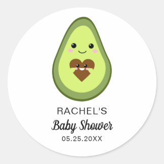 niedlicher Kawaii avocado trächtiger Babyduschfies Runder Aufkleber