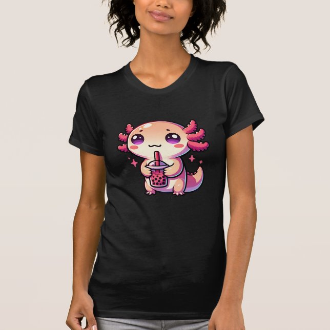Niedlicher Kawaii Axolotl mit Bubble Tee (Vorderseite)