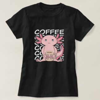 Niedlicher Kawaii Axolotl Trinkkaffee T-Shirt