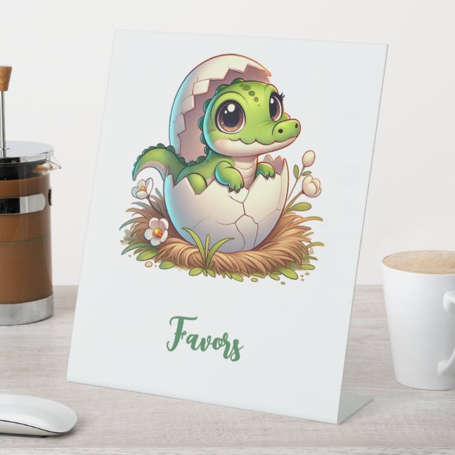 Niedlicher Kawaii Baby Alligator Hatching Favorite Sockelschild (In Situ)