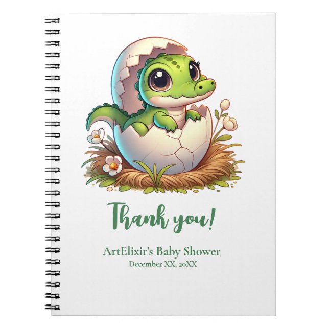 Niedlicher Kawaii Baby Alligator mit Babydusche Notizblock (Vorderseite)