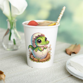 Niedlicher Kawaii Baby Alligator mit Babydusche Pappbecher