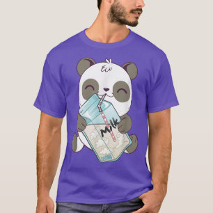 Niedlicher Kawaii Baby Panda Drink Milk Panda Bär T-Shirt