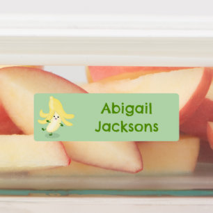 Niedlicher Kawaii-Bananen-Cartoon personalisiert Etiketten